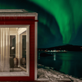 Northern Lights from the Aurora seaview cabins at Norwegian Wild. 